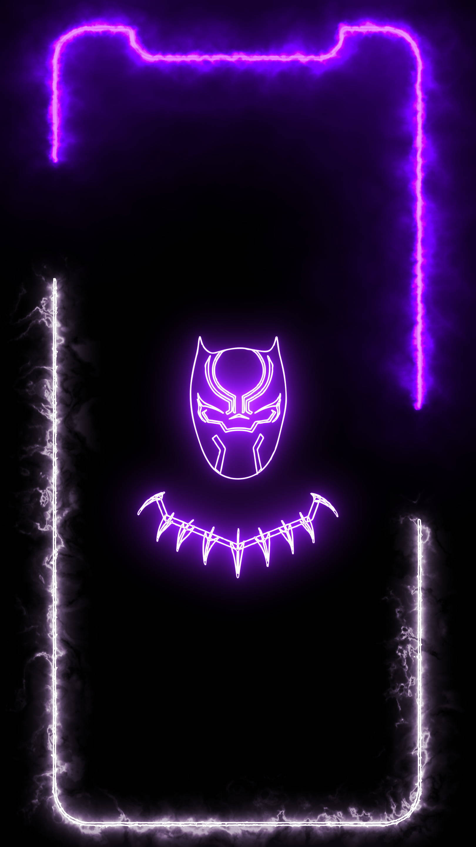 Marvel Iphone Black Panther Neon Light Wallpaper