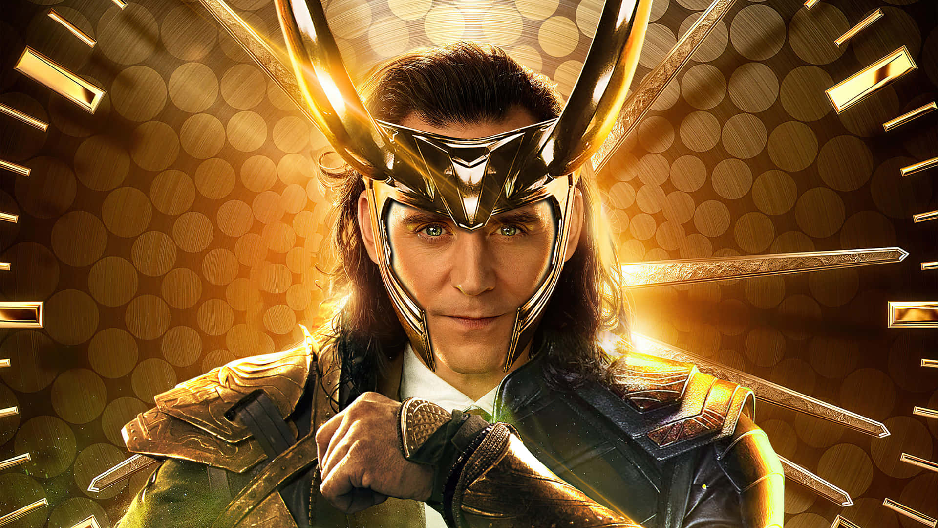 Loki, den listige gud fra Marvel, som kunst på et baggrund af lyse farver. Wallpaper
