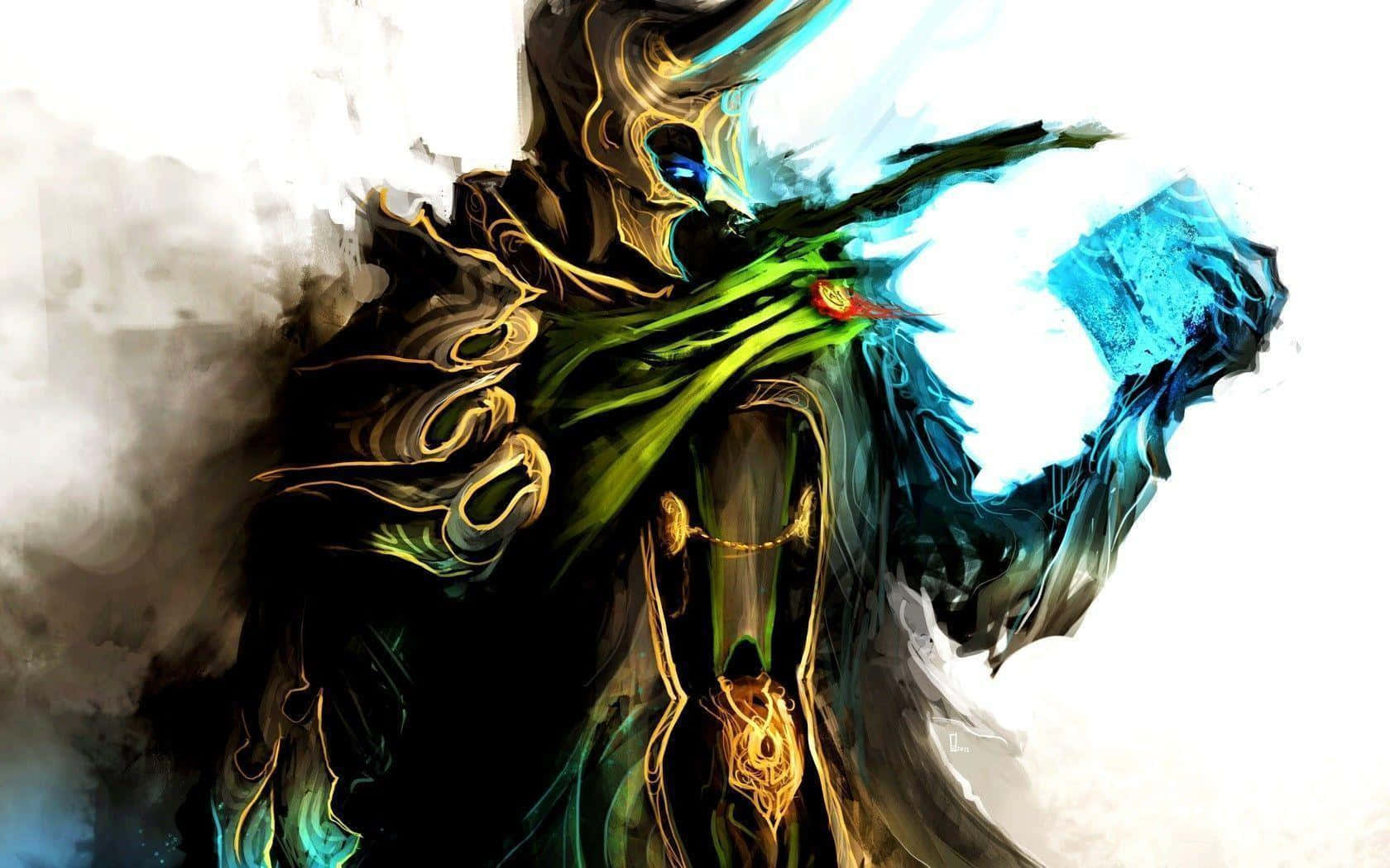 Ilfiglio Adottivo Di Odin, Loki, Nella Classica Storia A Fumetti Della Marvel. Sfondo