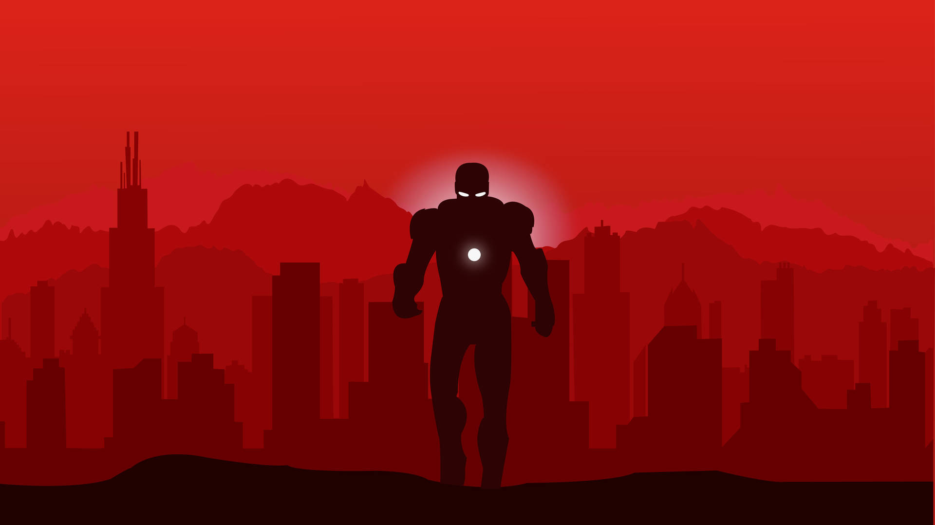 Marvel Minimalista Minaccioso Iron Man Sfondo