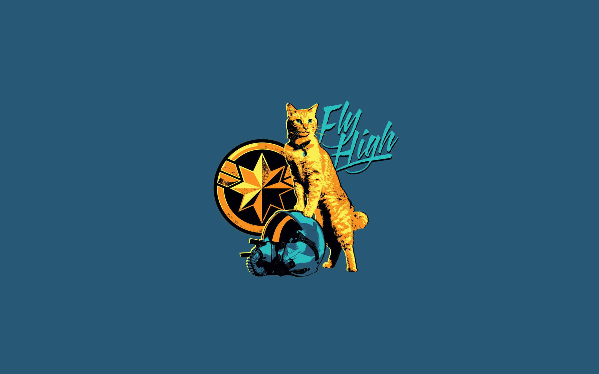 The Cat Logo On A Blue Background Wallpaper