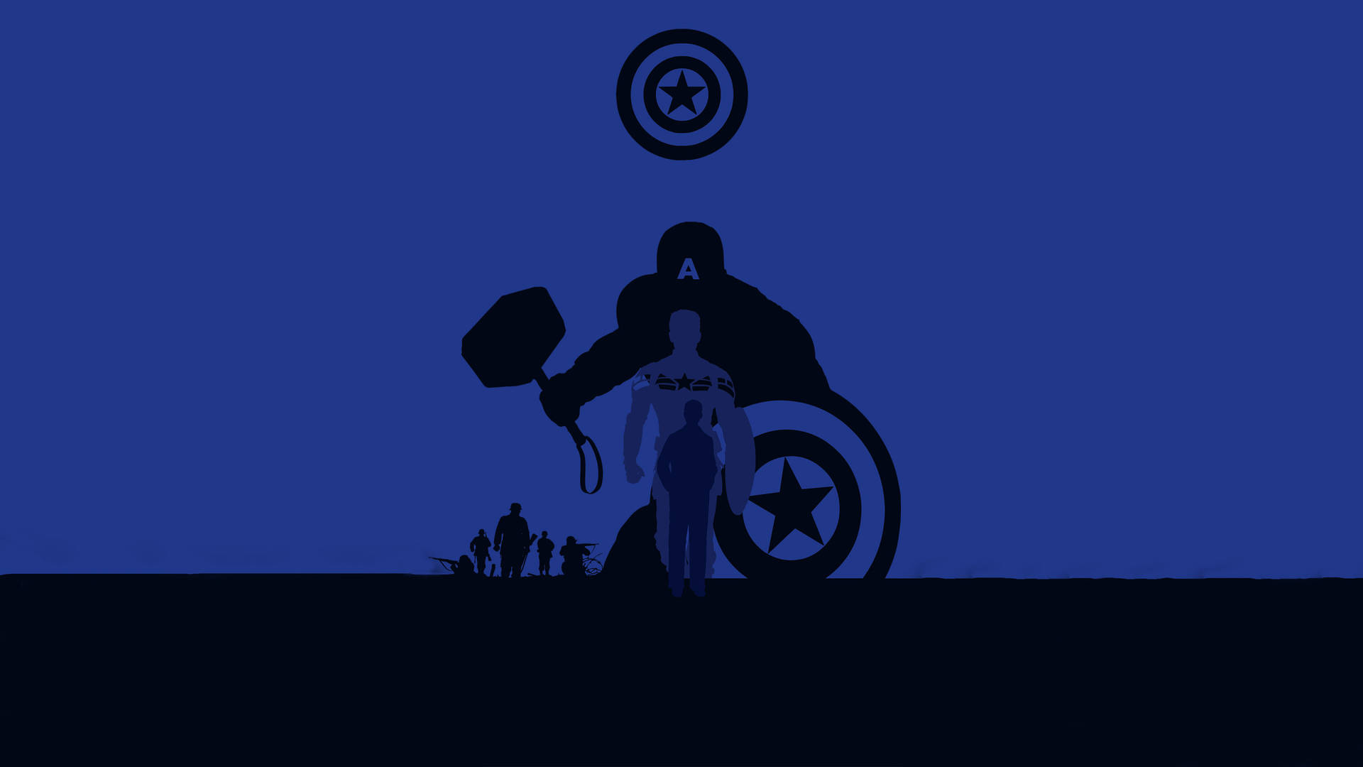 Capitánamérica De Marvel En Estilo Minimalista Sosteniendo Mjolnir Fondo de pantalla