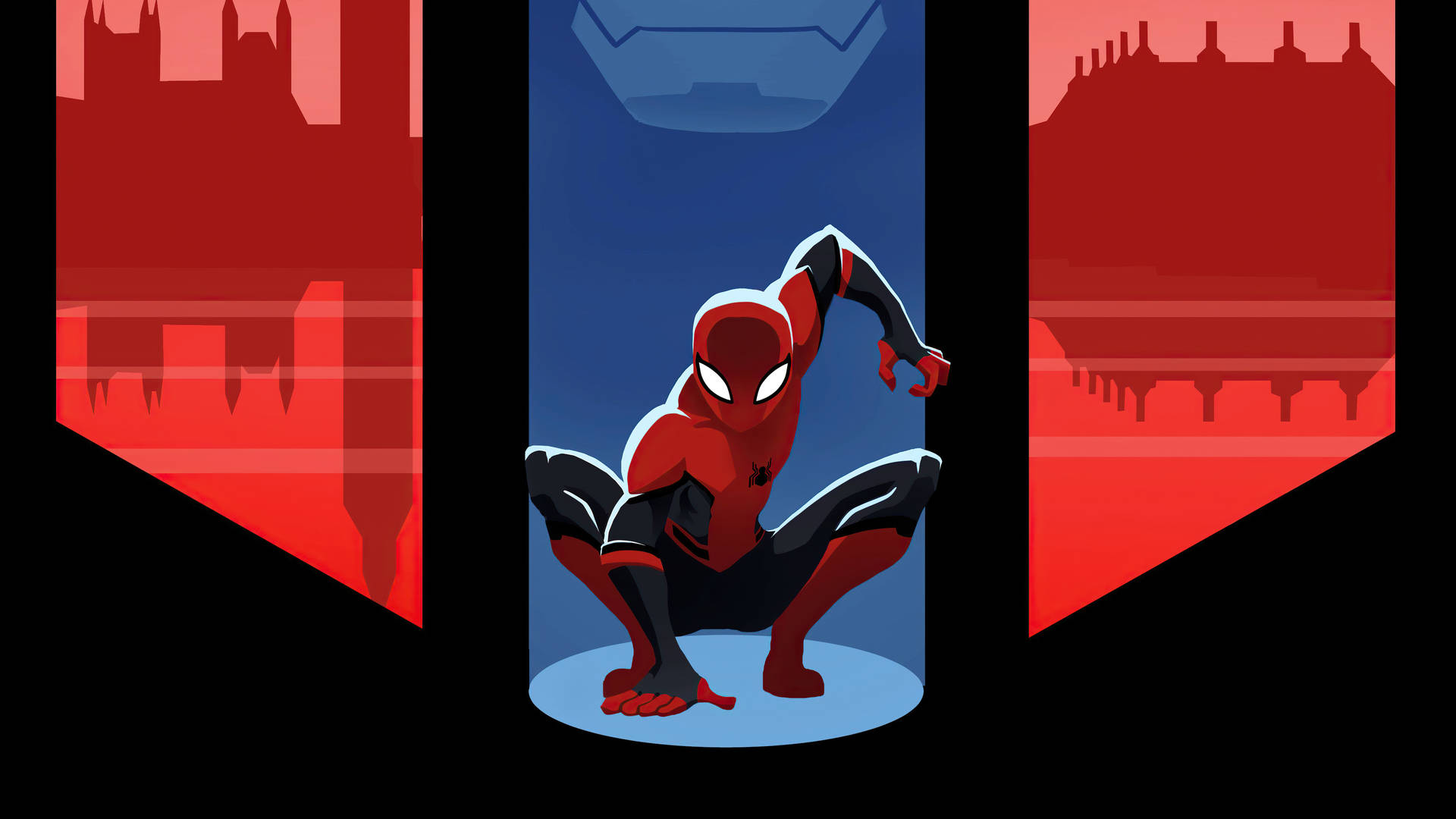 Spiderman De Marvel En Estilo Minimalista Agachado Fondo de pantalla