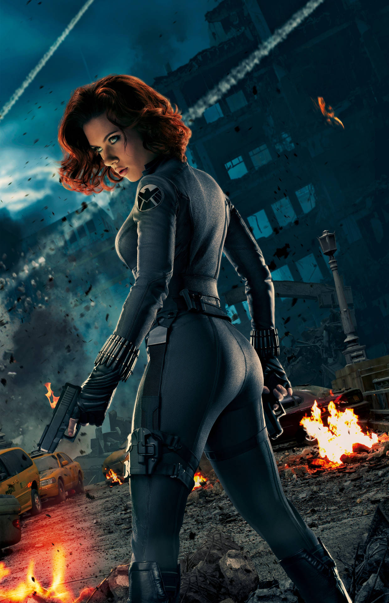 Mattasvart Natasha Romanoff Avengers 3d Tapet. Wallpaper