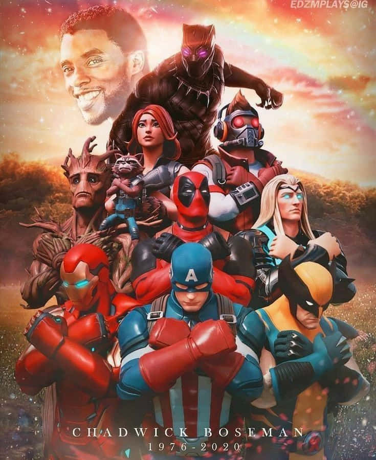 A Poster With A Group Of Superheroes