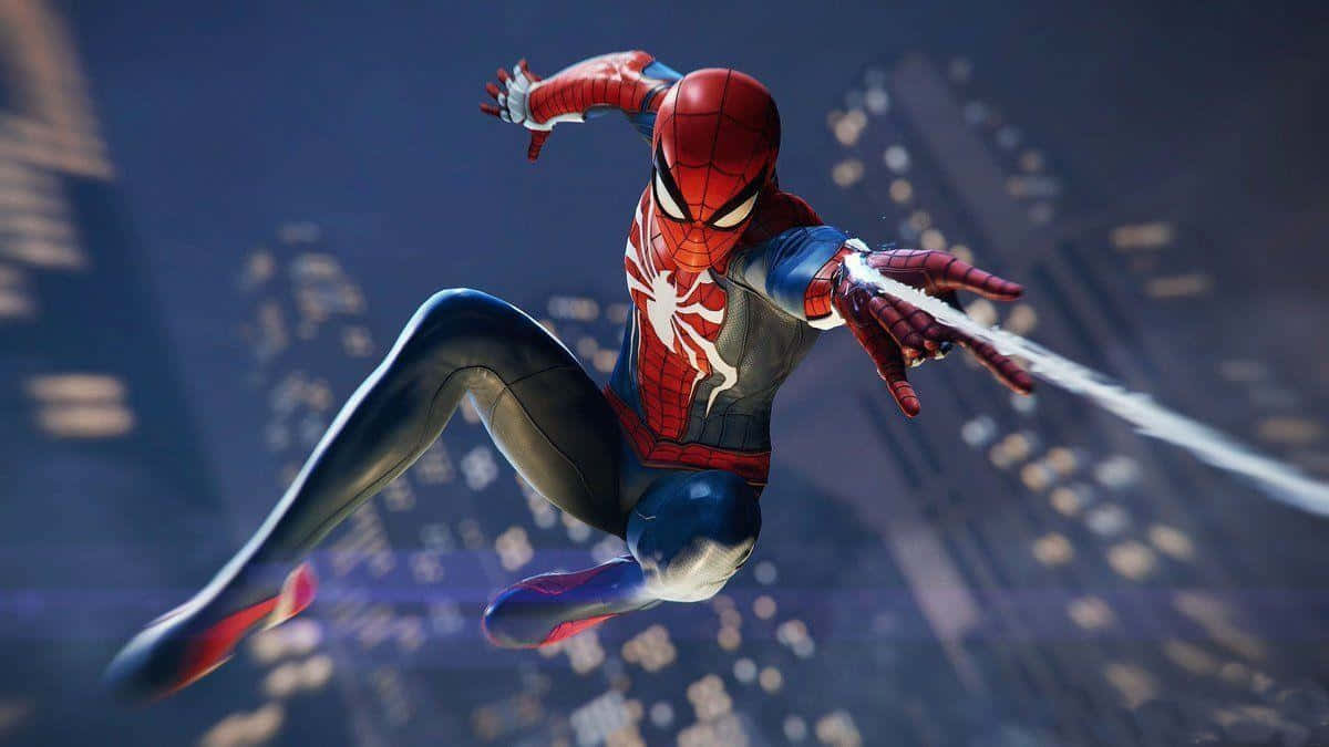 Marvel Ps4 Spiderman Web Slinging In The City Wallpaper