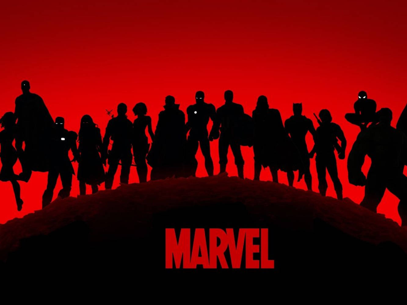Marvels Avengers Silhuetterede Superhelte Desktop Tapet Wallpaper