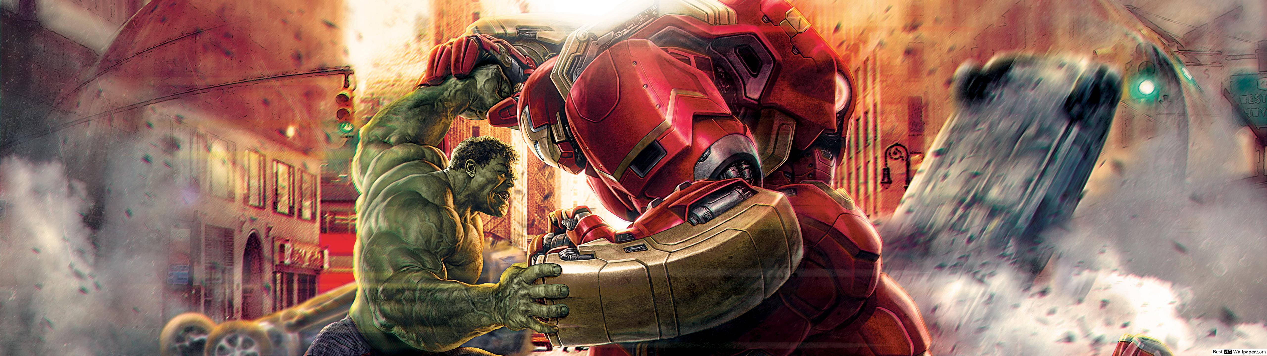 Marvel's Ironman Vs Hulk 5120 X 1440 Wallpaper
