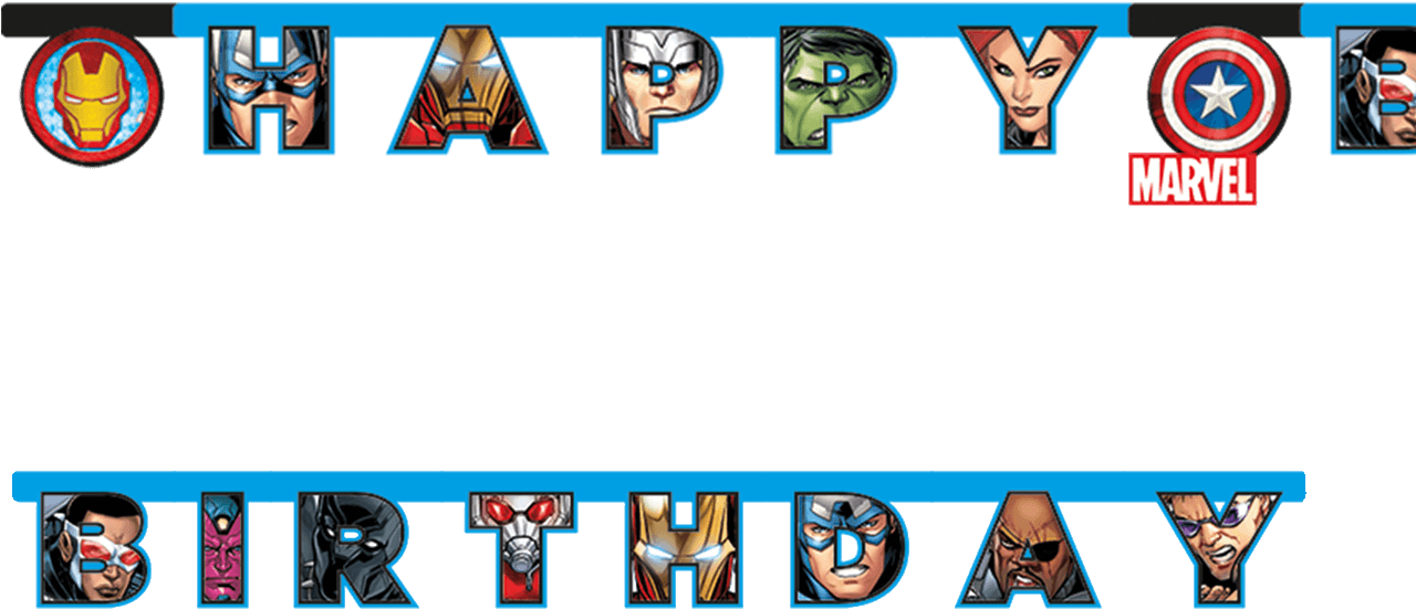 Marvel Superhero Happy Birthday Banner PNG