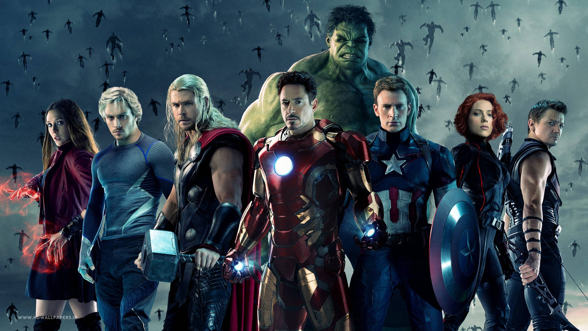 Marvel Superhelte Avengers med Ultron Wallpaper Wallpaper