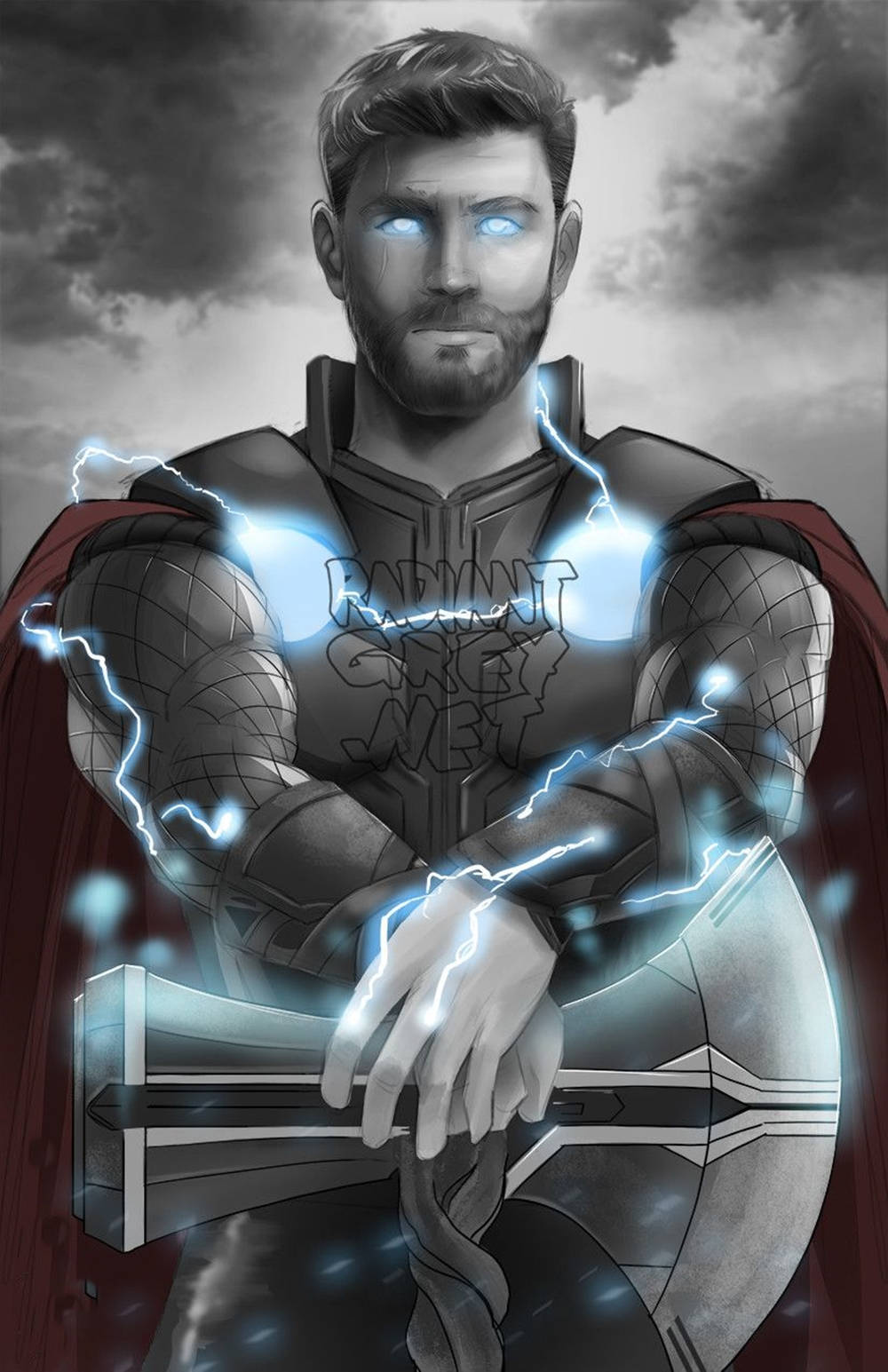 Marvel Thor Stormbreaker Black And White Portrait Background