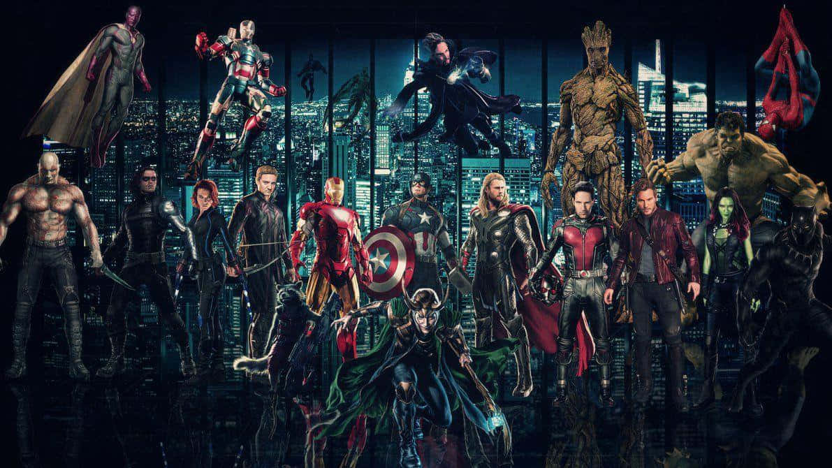 Alledeine Lieblingscharaktere Treffen Sich An Einem Ort: Dem Marvel-universum. Wallpaper