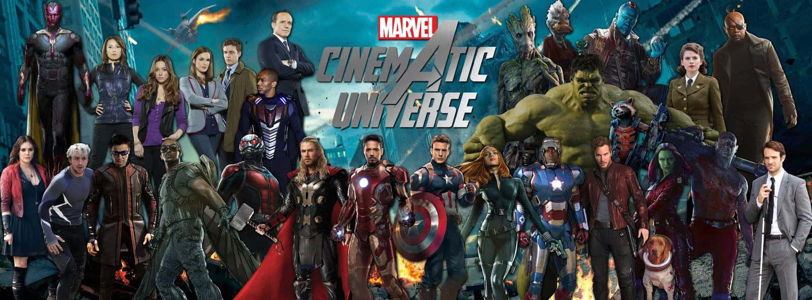 Marveluniversumet Med Alla Avengers-superhjältar. Wallpaper