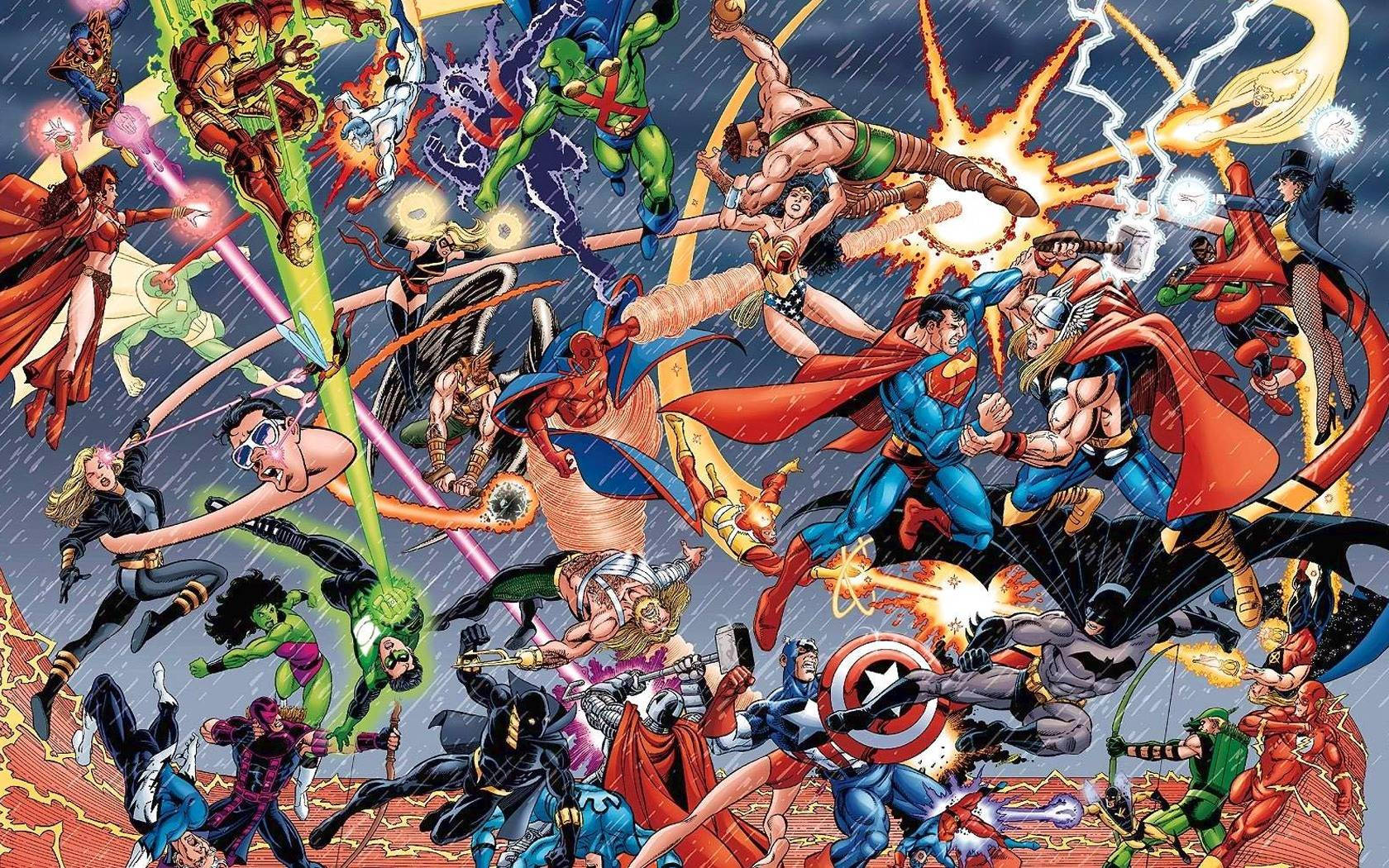 Marvel Versus Dc Universe Online Crossover Fight Fanart Wallpaper