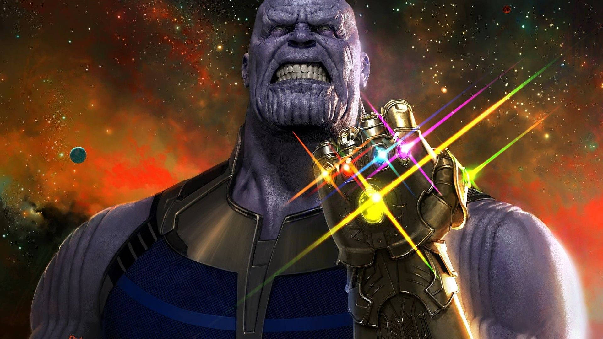 Marvel Villain Thanos is a prominent figure in the Avengers franchise Wallpaper