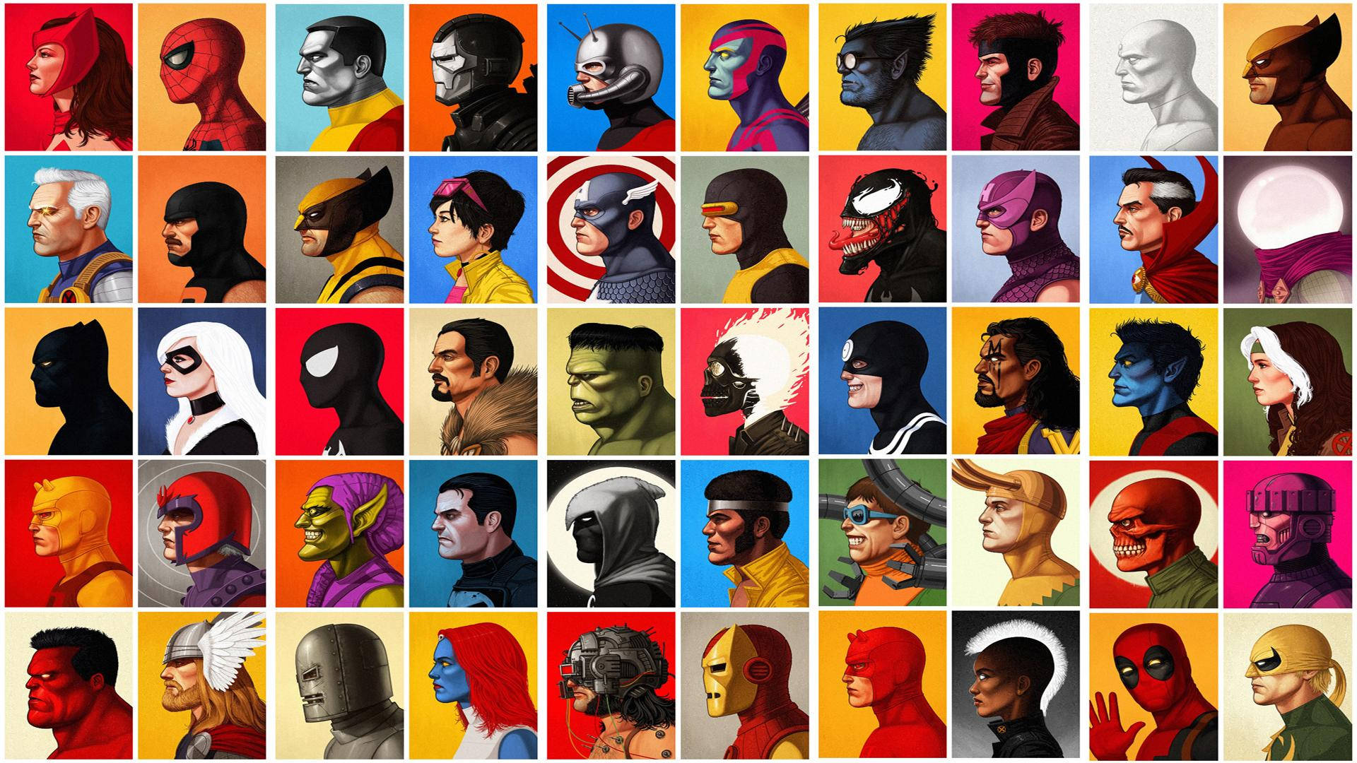 Marvel Villains Farverige Collage Wallpaper