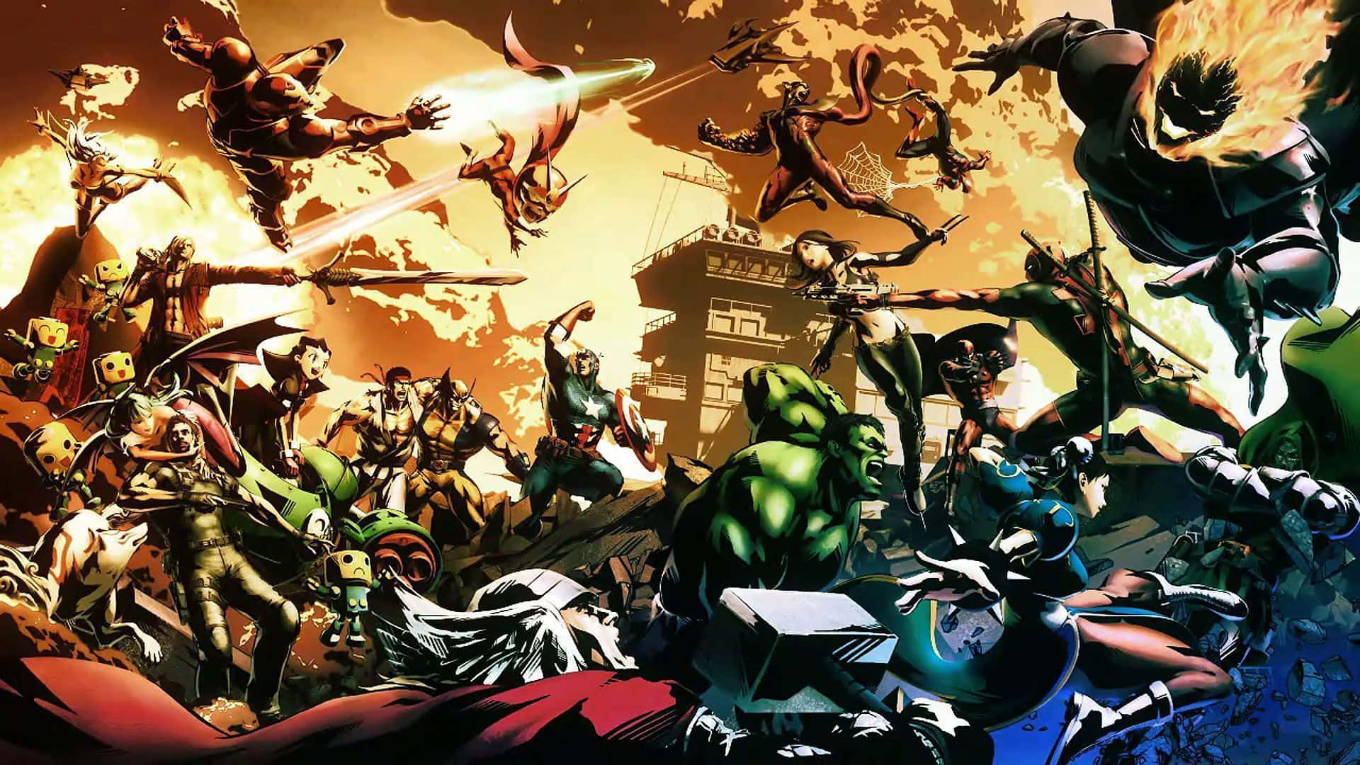 Epic Showdown: Marvel Vs Capcom Wallpaper Wallpaper