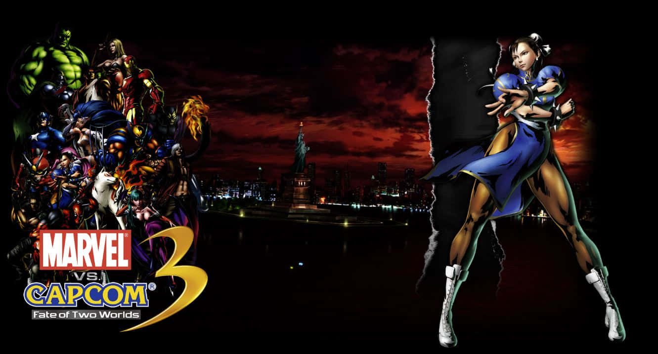 Epic Battle Between Marvel and Capcom Characters Wallpaper