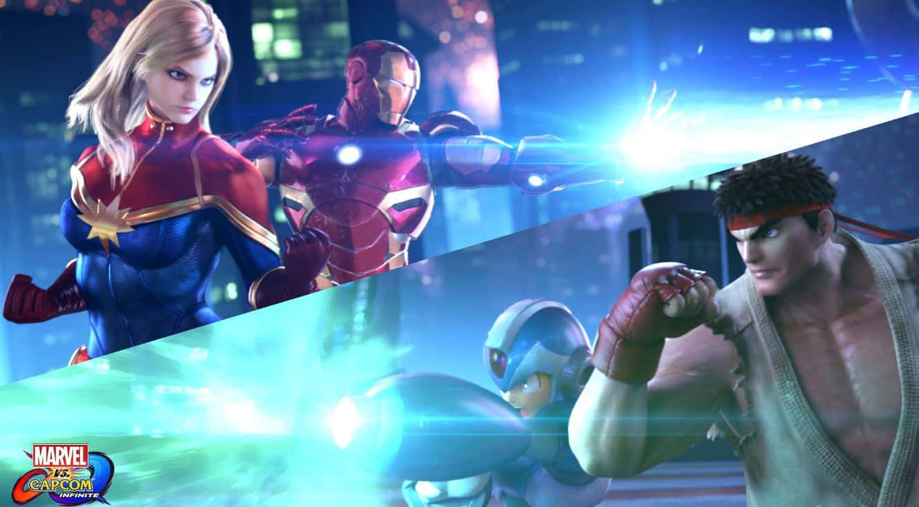 Marvel Vs Capcom Characters Battle Scene Wallpaper