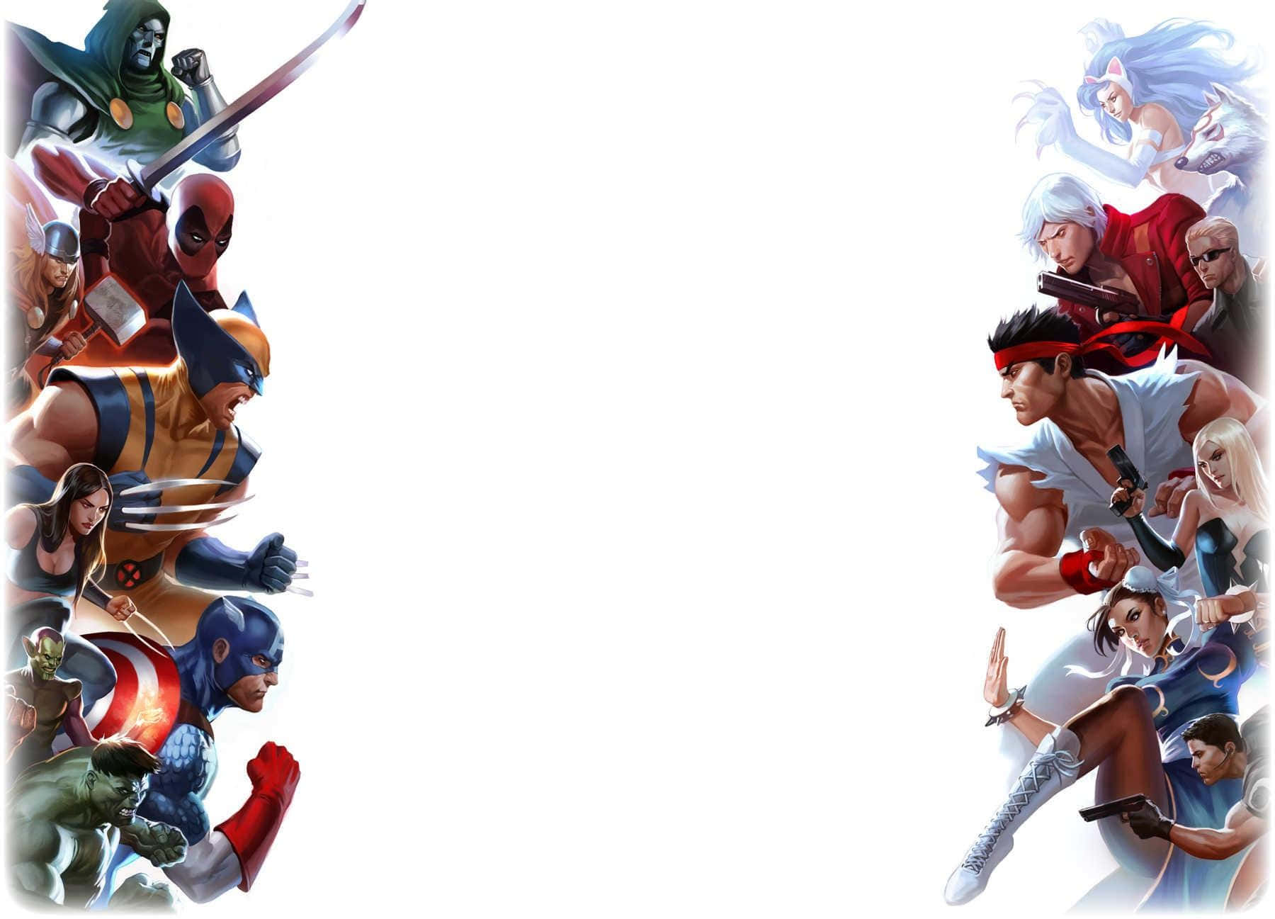 Marvel and Capcom Heroes Unite for Battle Wallpaper
