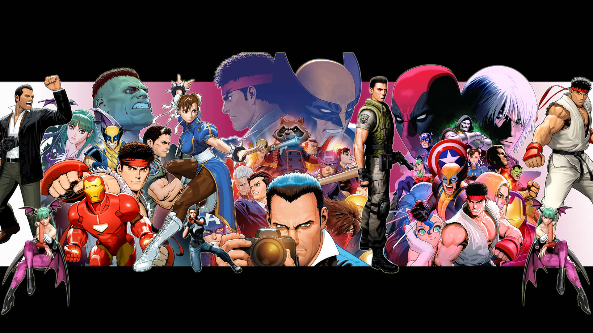 Epic Showdown: Marvel Vs Capcom Characters Wallpaper Wallpaper