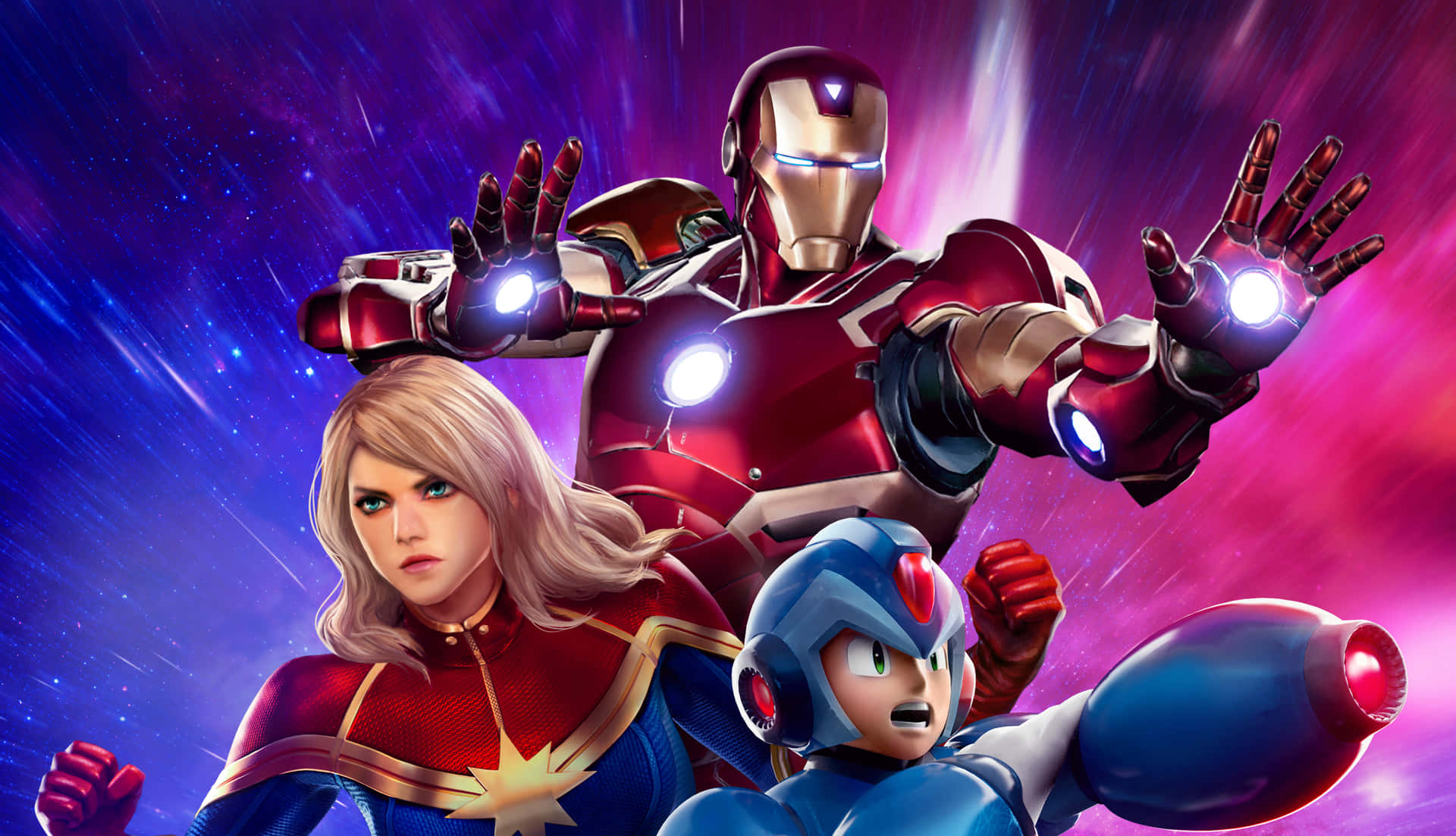 Epic Showdown: Marvel and Capcom Characters Clash in Battle Wallpaper