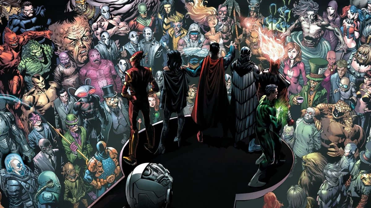 Marvelvs D C Heroesand Villains Confrontation Wallpaper