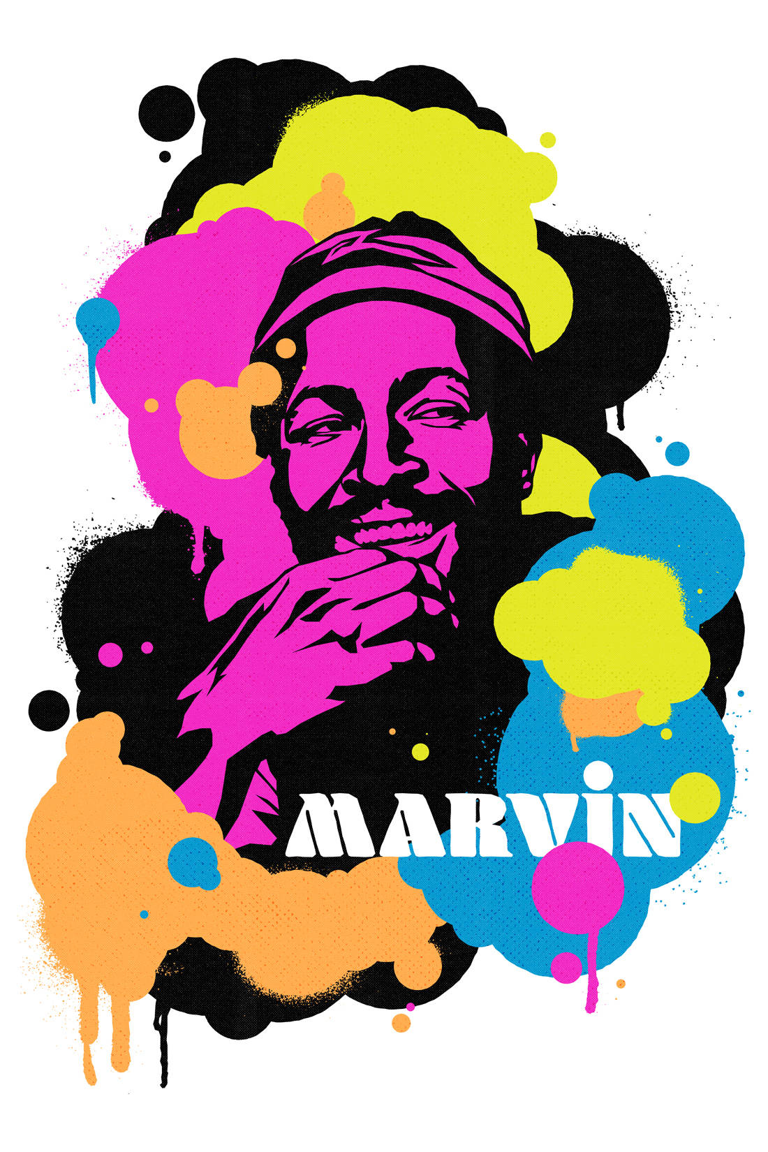 Marvin Gaye Paint Splotches Poster Wallpaper