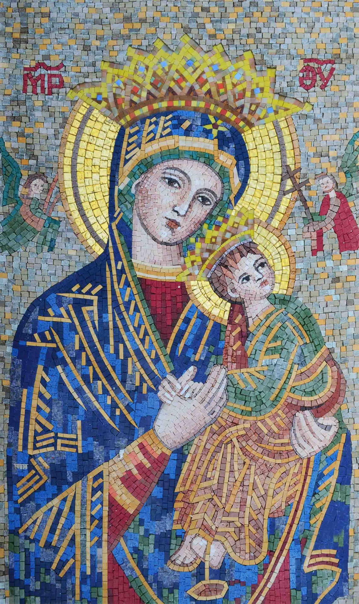 Mary And Jesus Mosaic Stone