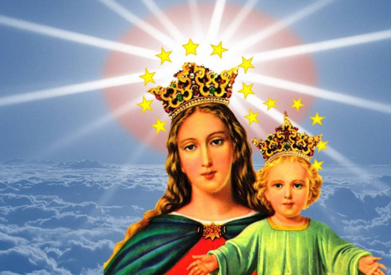 Mary And Jesus Shining Crowns