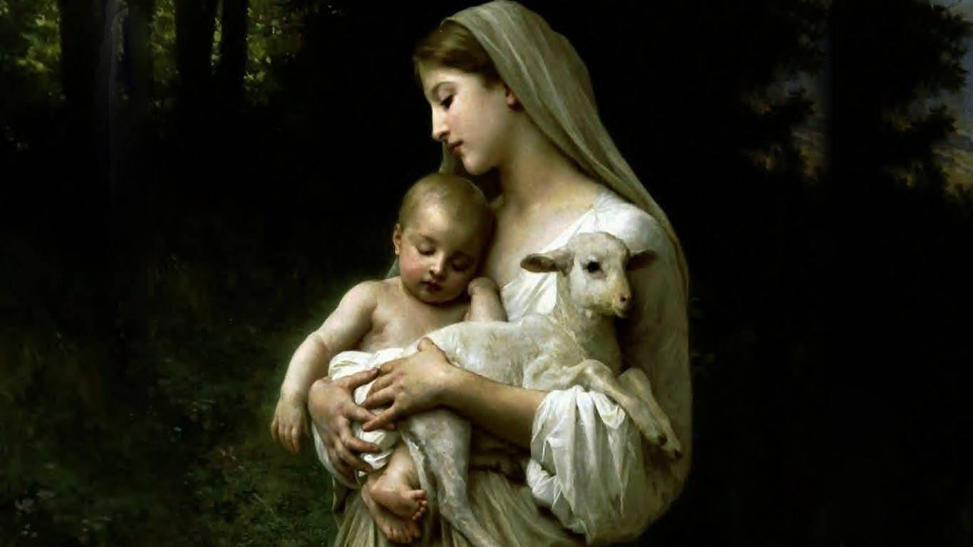 Mary And Jesus With Lamb