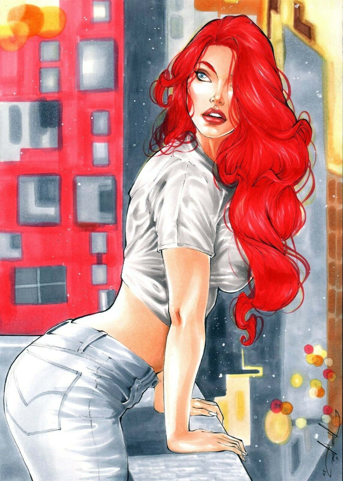 Stunning portrait of Mary Jane in a stylish outfit Wallpaper