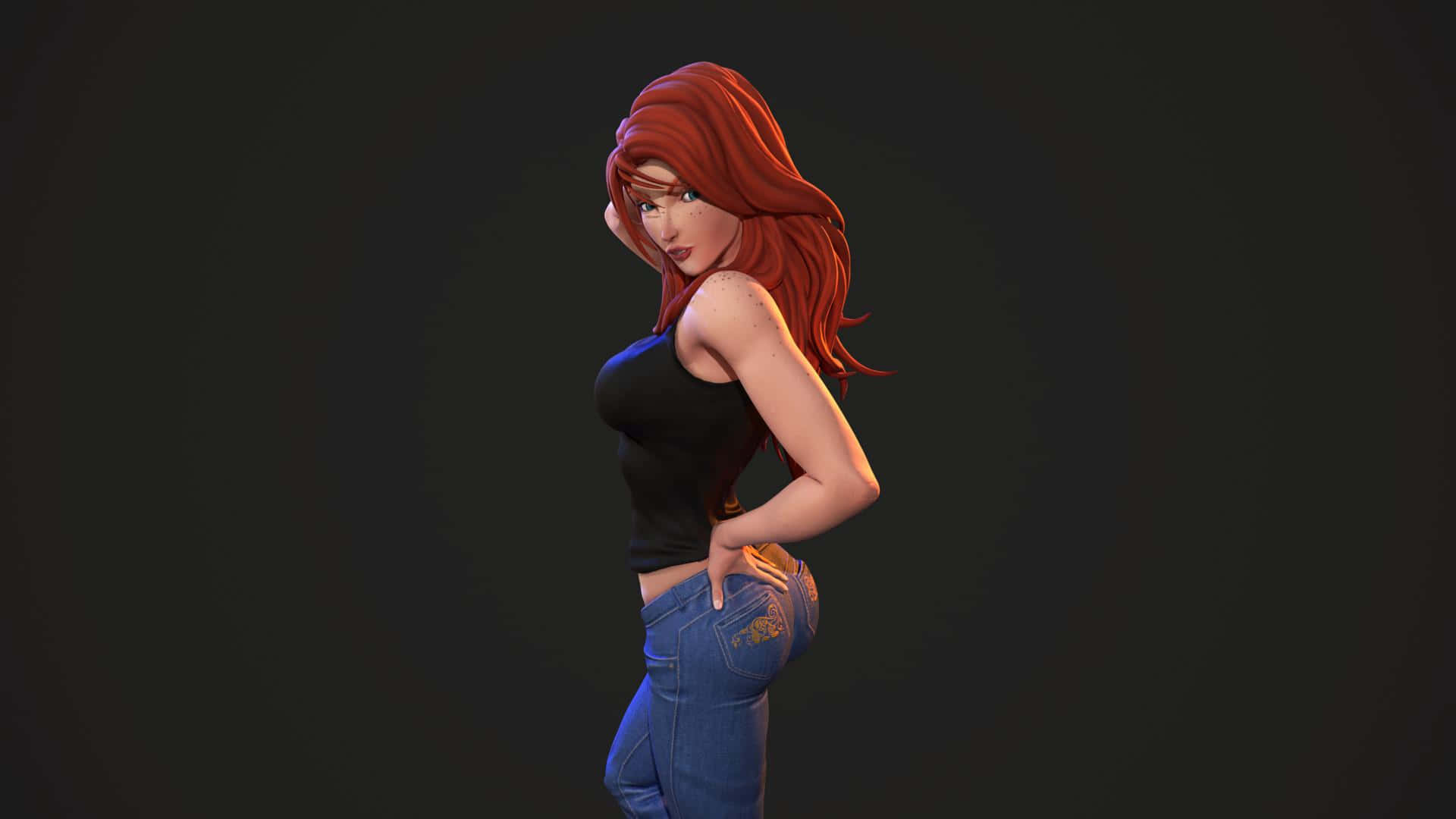 Energetic Mary Jane enacting an iconic pose Wallpaper