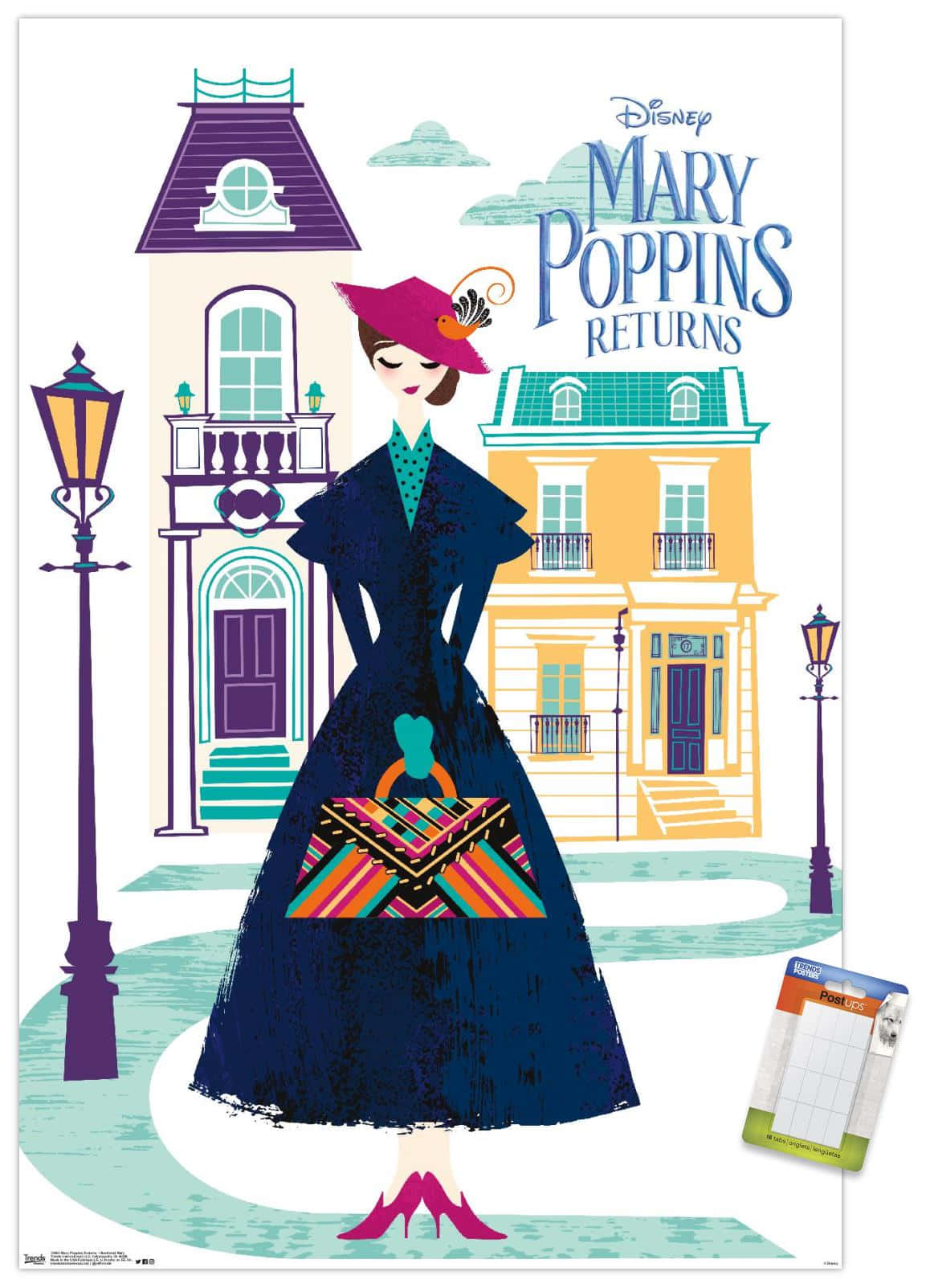Magical Mary Poppins ascending with her umbrella and bag Wallpaper