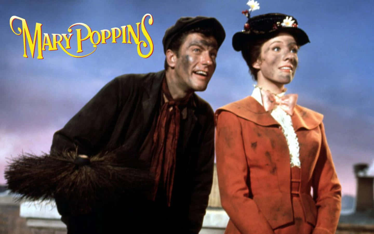 Mary Poppins spreading magic in the sky Wallpaper