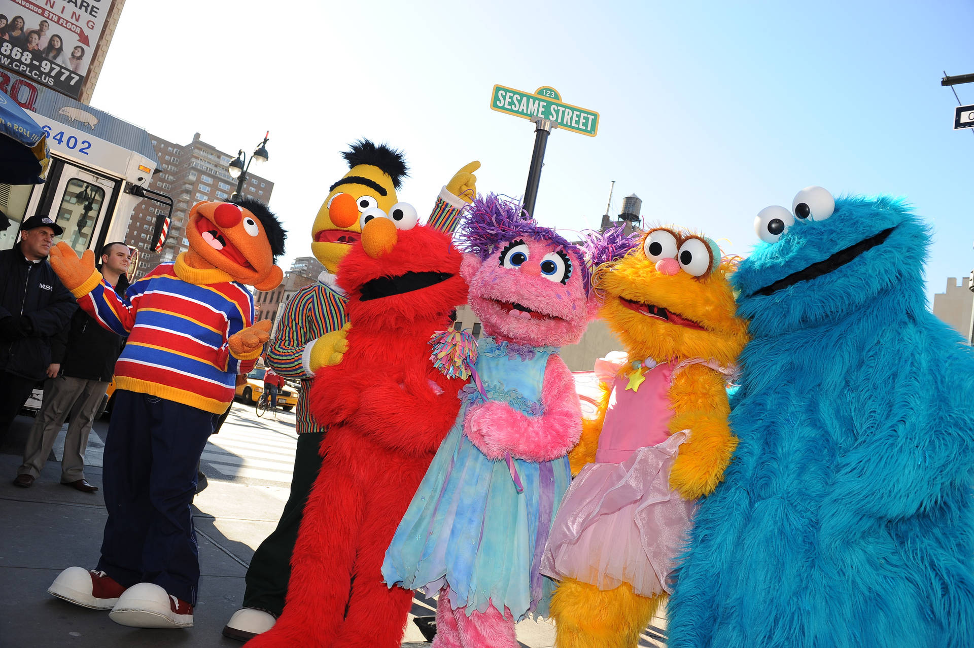 Mascot Elmo And Friends Background