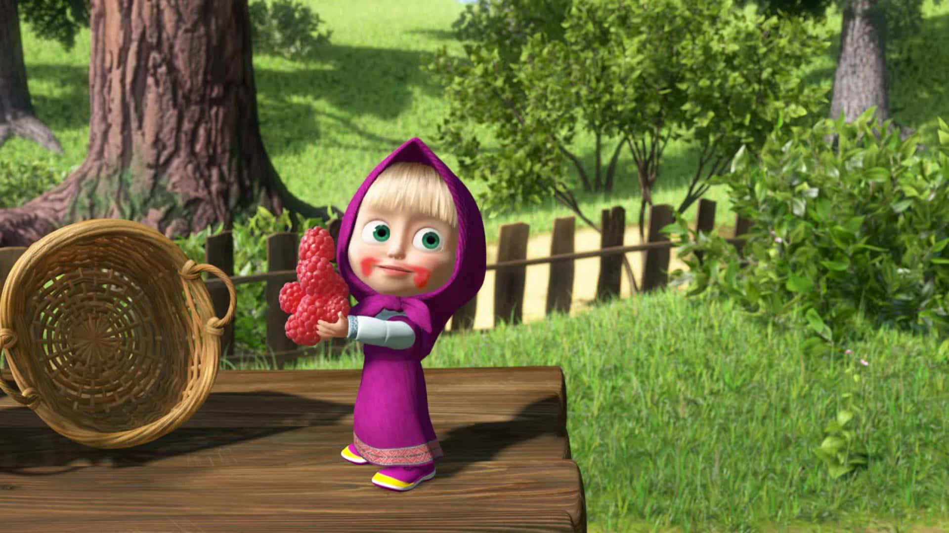 Masha and Bear enjoying a pleasant day in the forest