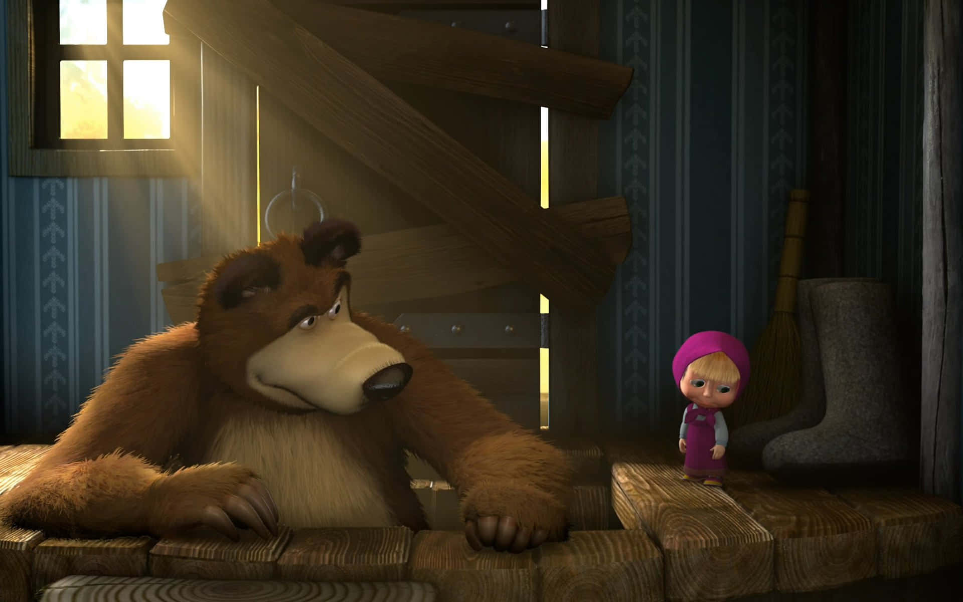 Masha and the Bear enjoying a fun-filled adventure in the forest
