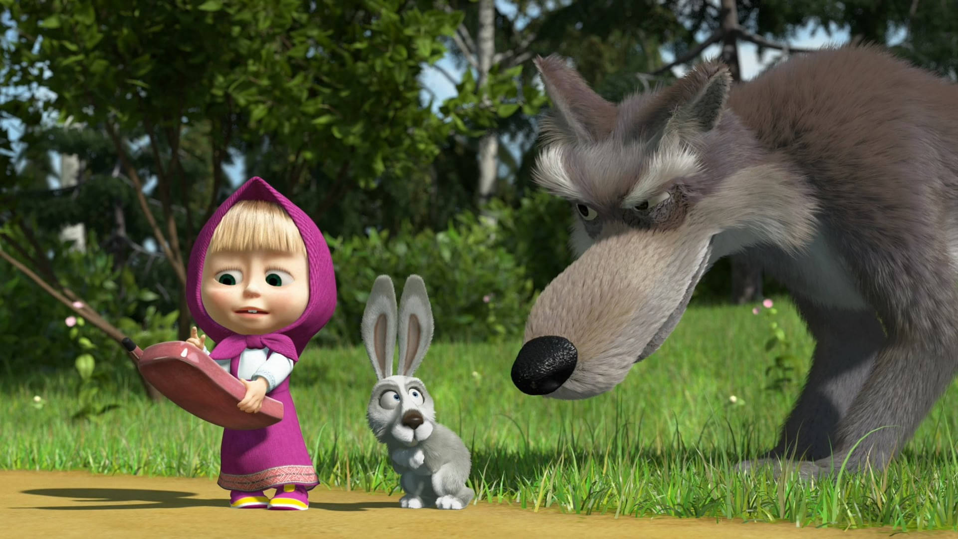 Masha And The Bear 4K Scary Wolf Wallpaper