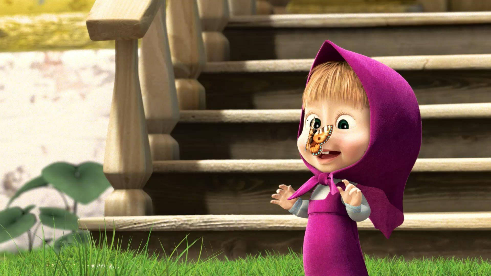 Masha And The Bear Butterfly Wallpaper