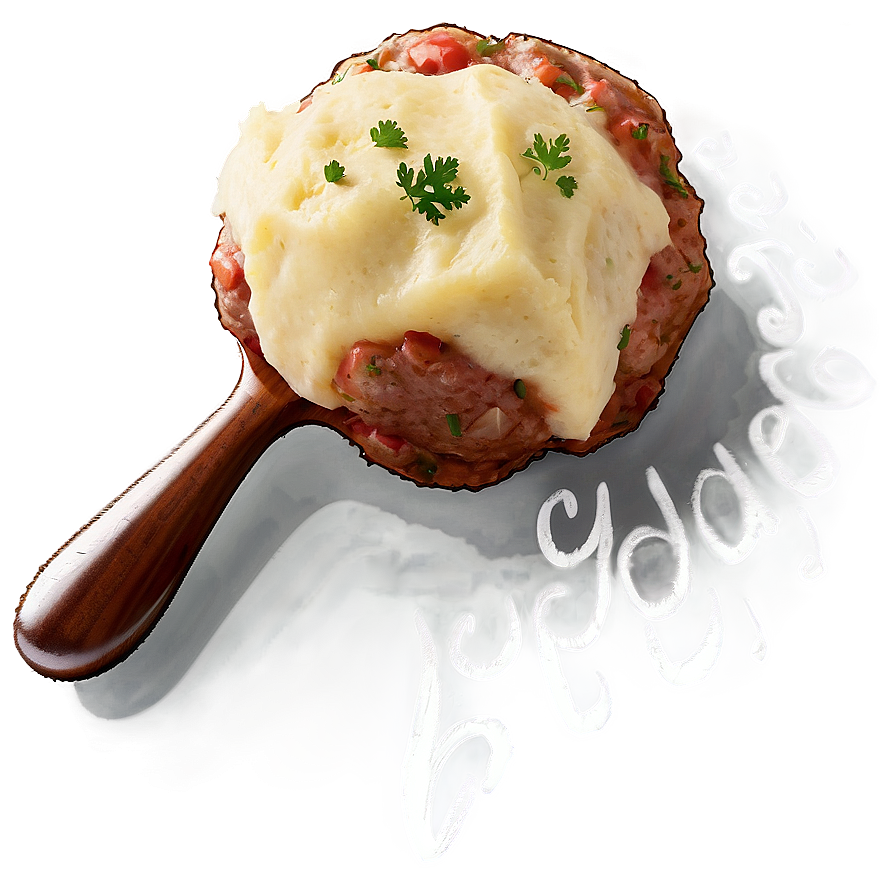 Mashed Potato Covered Meatballon Spoon PNG