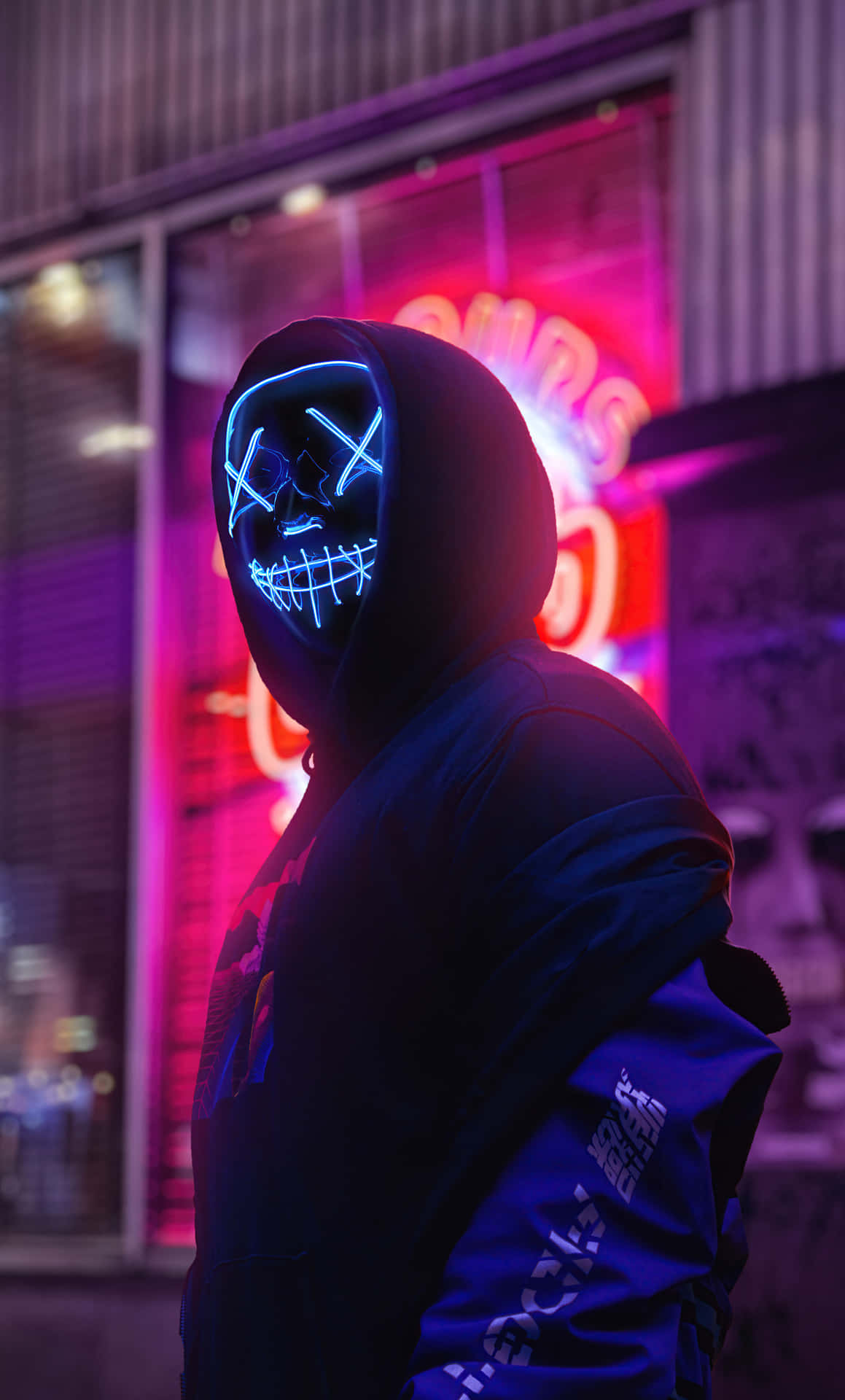 Mask Boy Black Neon Aesthetic Wallpaper