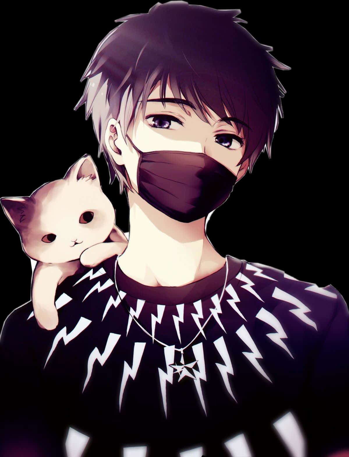 Mask Boy Kpop Anime With Cat Wallpaper