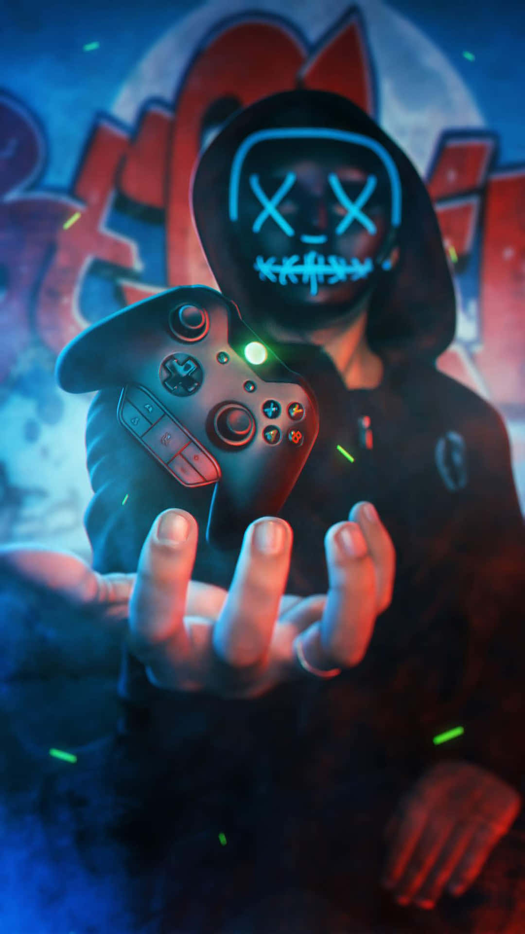 Mysterious Mask Boy Playing PlayStation Wallpaper