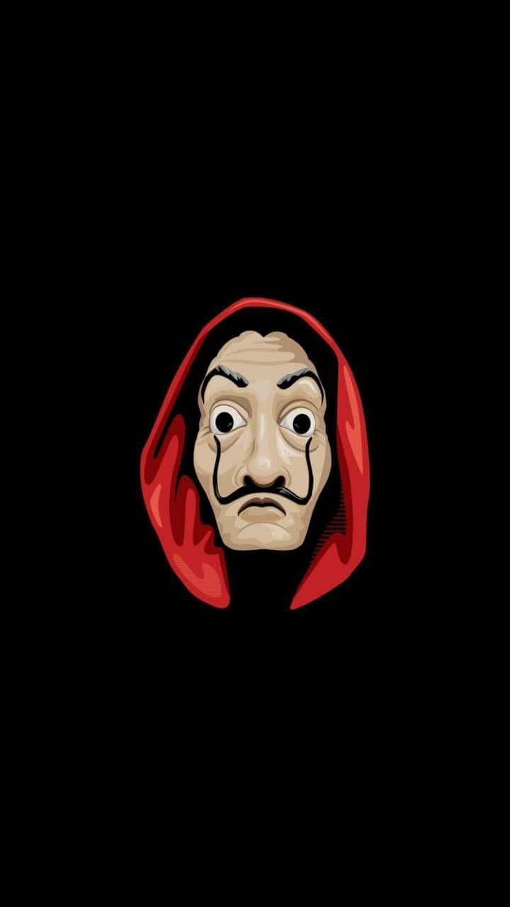 A Red Hooded Face With A Black Background