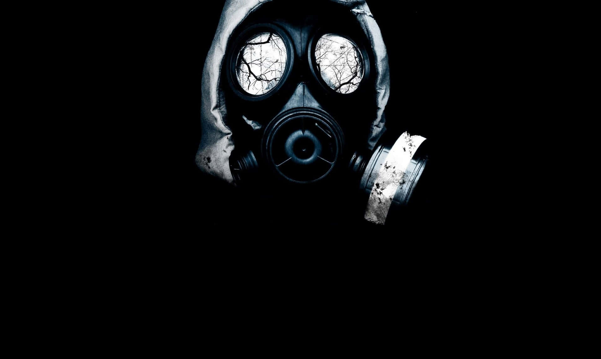 A Gas Mask On A Black Background