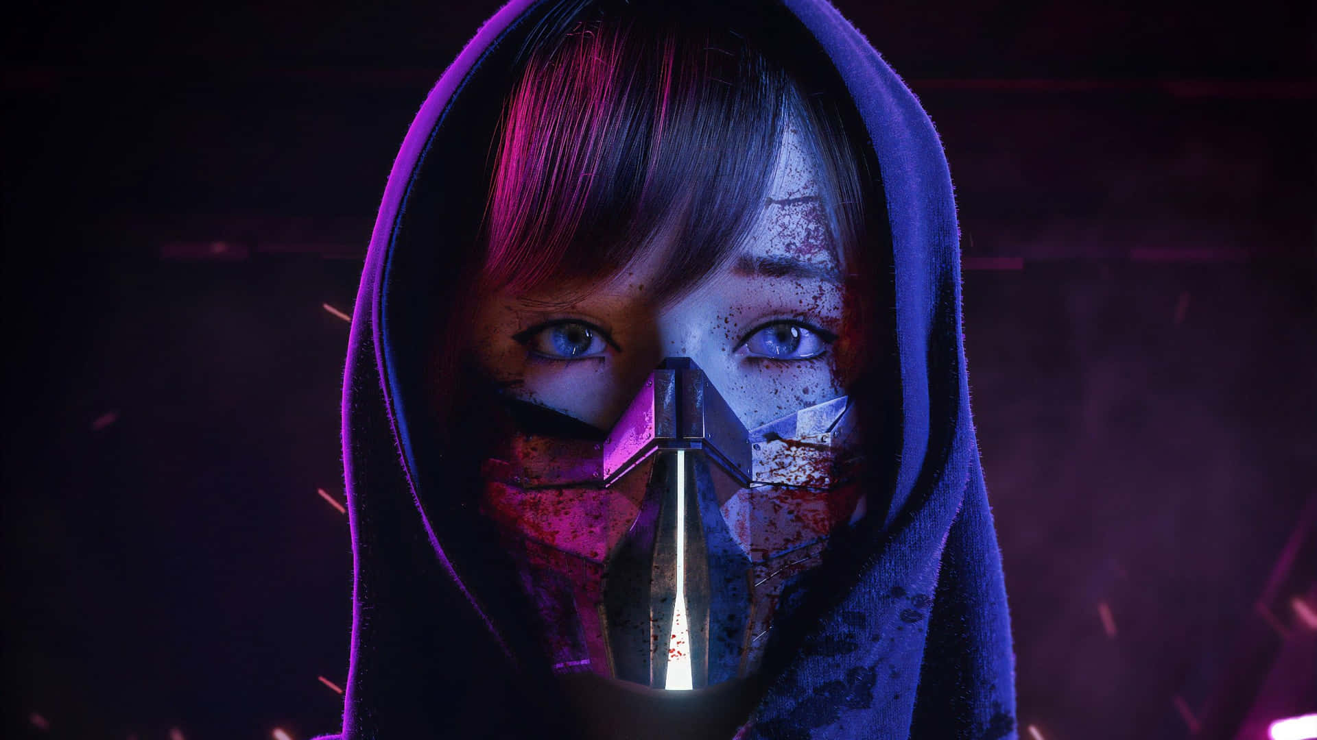 A Girl In A Hoodie With A Mask On