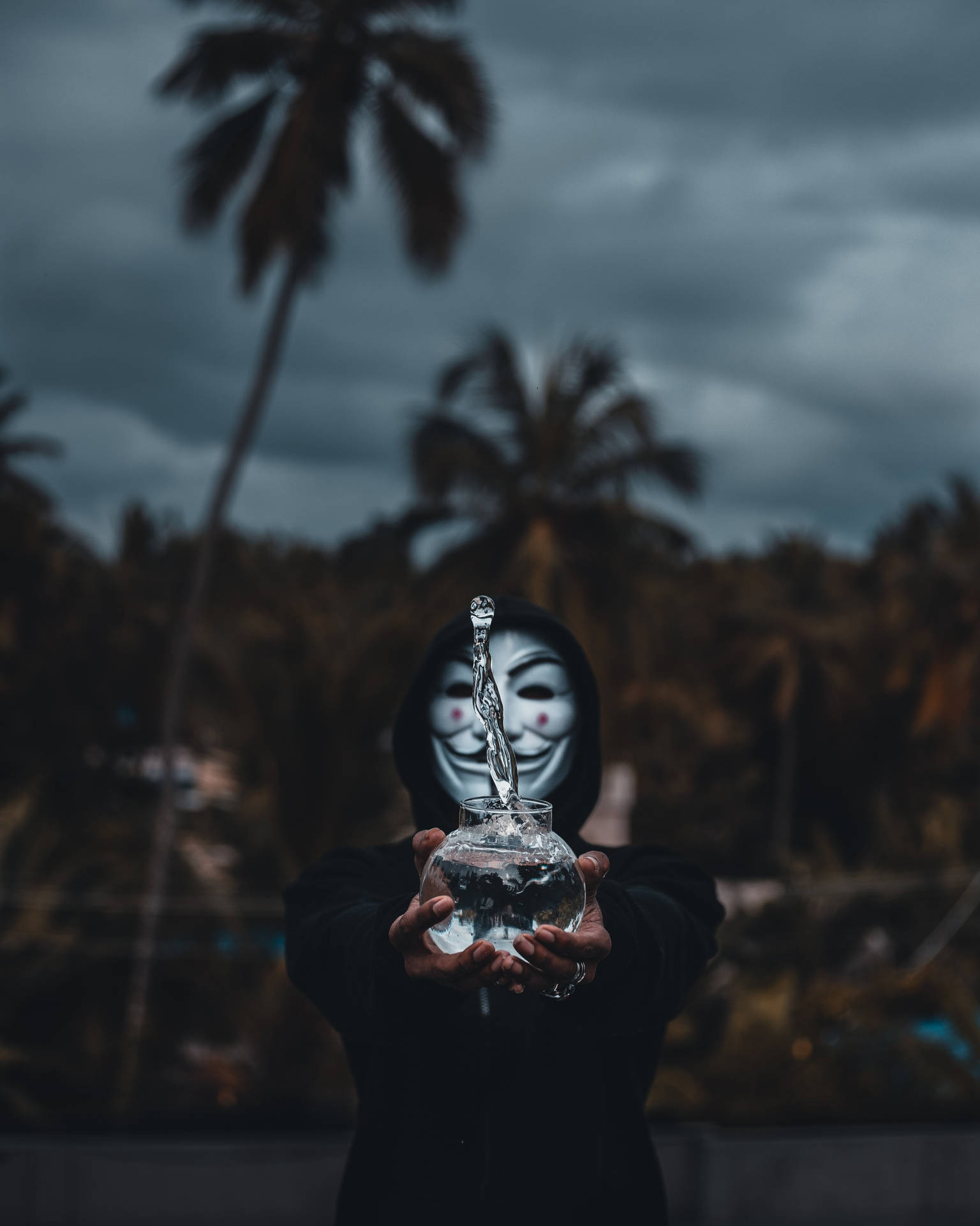 Mask, Splash, Anonymous, Hands