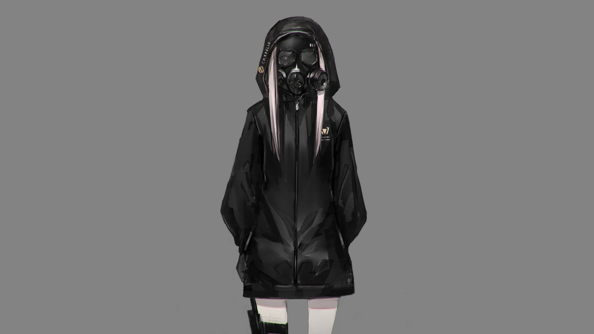 Masked Anime Girl Hoodie In Black Wallpaper