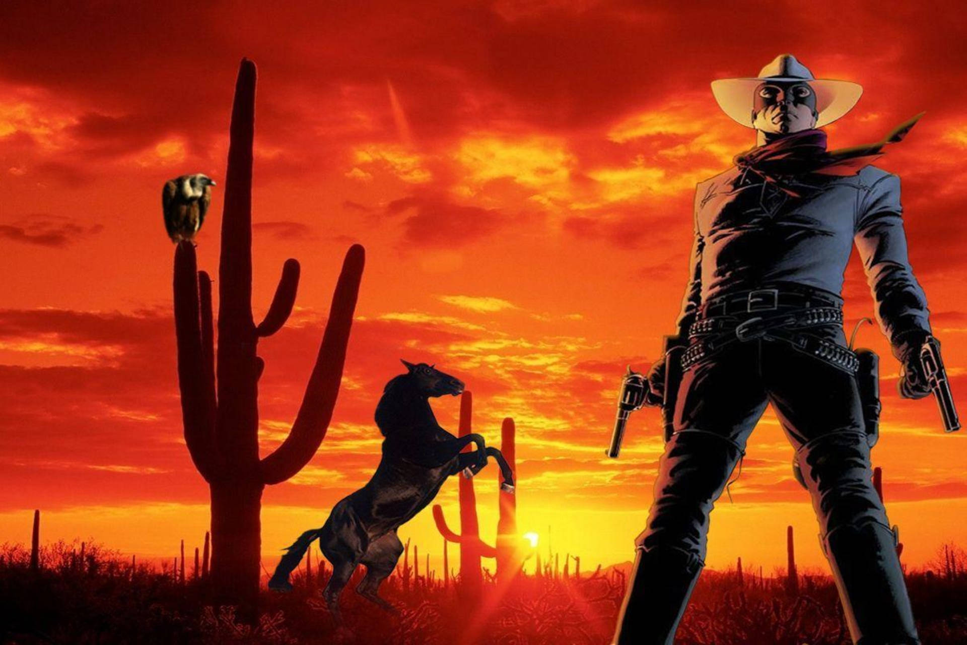 Masked Cowboy With Pistols Wallpaper